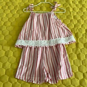Pink and white romper